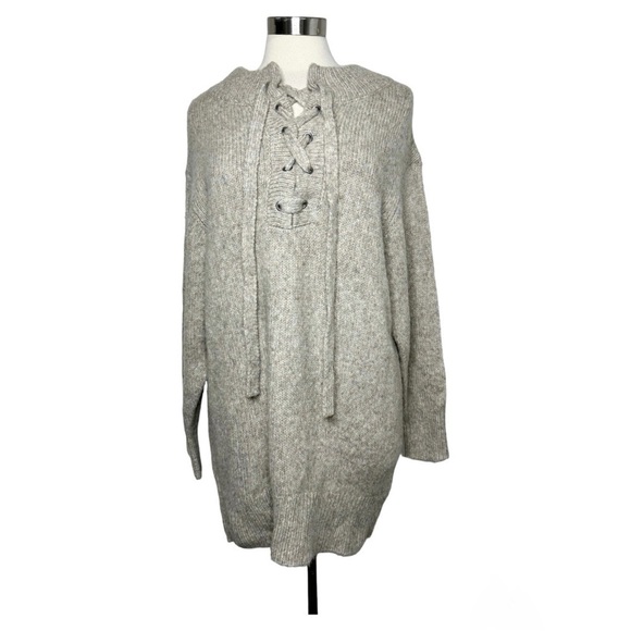 ZARA Knit Lace Up Front Mohair Blend Sweater Dress size S - Picture 2 of 12